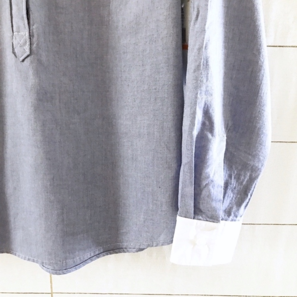 Tommy Hilfiger Blue White Long Sleeve Popover Top - Picture 5 of 8